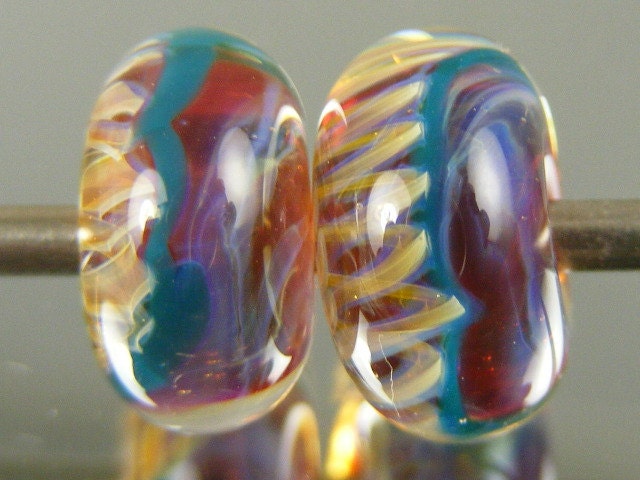 Boro Glass Lampwork Beads Pair for Earrings (2) --- Pr503