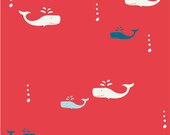 Set Sail,Whale Watch in Apple by Jay Cyn for Birch Fabrics, Organic Cotton - 1 yard listing