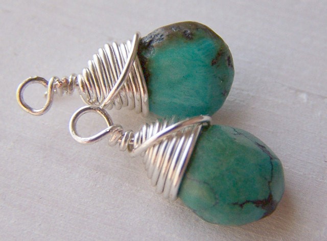 interchangeable dangles for pure titanium or niobium earrings- genuine turquoise and silver