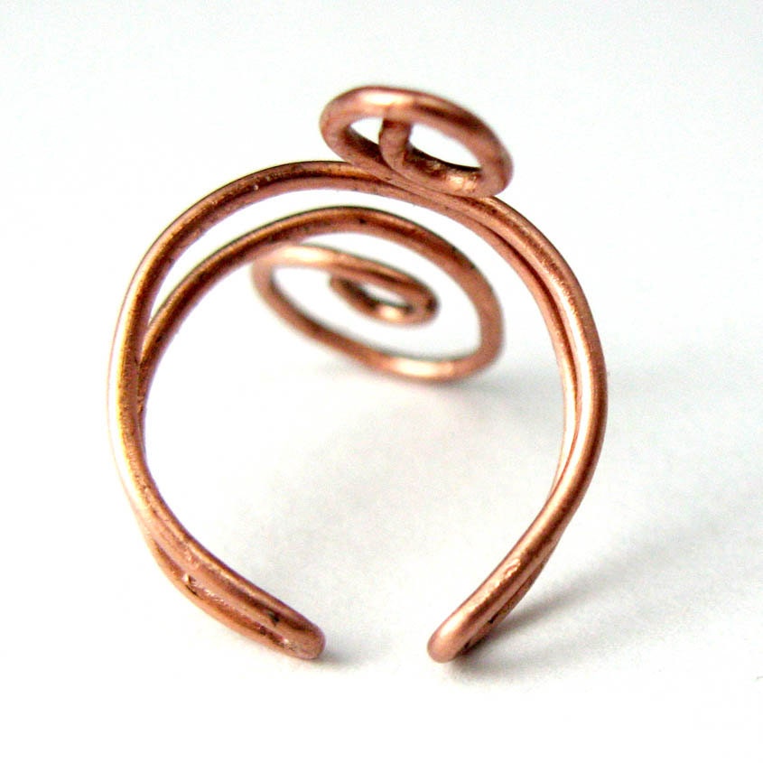 Copper Wire Ear Cuff, Swirl, Medium