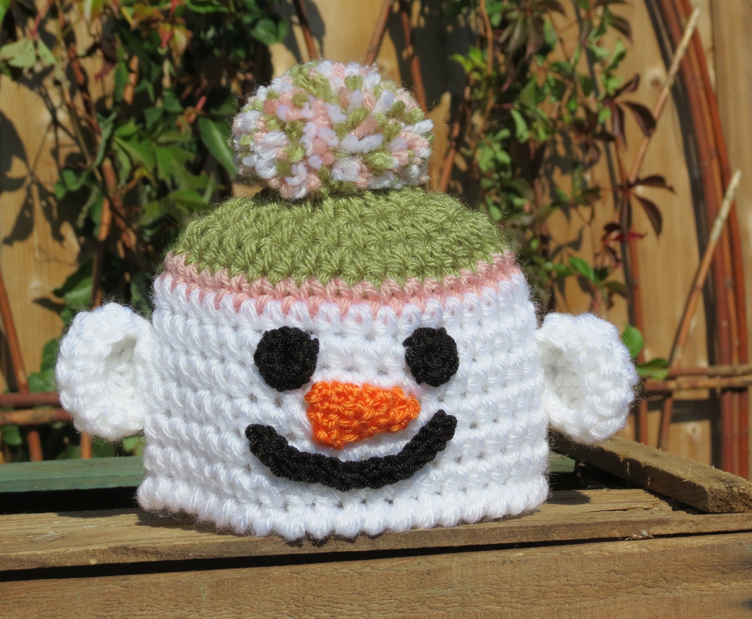 Snow Monkey Newborn Hat - (Green and Pink) - Great Photography Prop - Ready to Ship