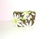 Floral Purse Small Brown Daisy, Handbag, Zipper Top