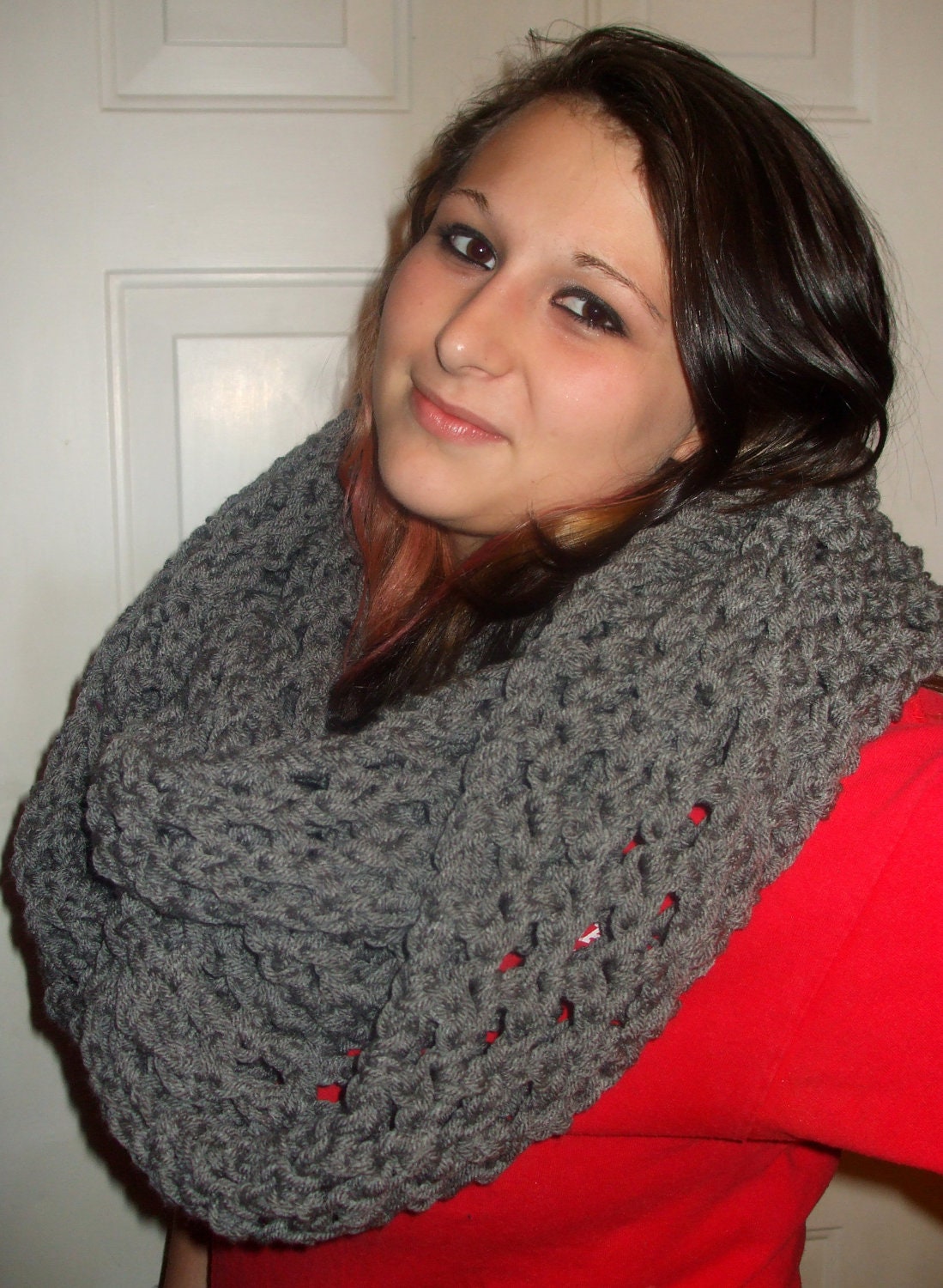 The Oversized Cowl / BIG Loop Scarf / Chuncky and Warm in IRON GREY