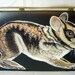 Sale - Sumatran Striped Rabbit purse - one of a kind, handpainted by NYhop - vintage black vinyl 1950's painted handbag - vegan