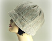 1920 Cloche Cap ,The Polly,Women's Vintage Inspired Hat in Wool, Size Large Ready to Ship.