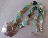 Ancient Roman Glass Necklace with Large Hill Tribe Silver Pendant