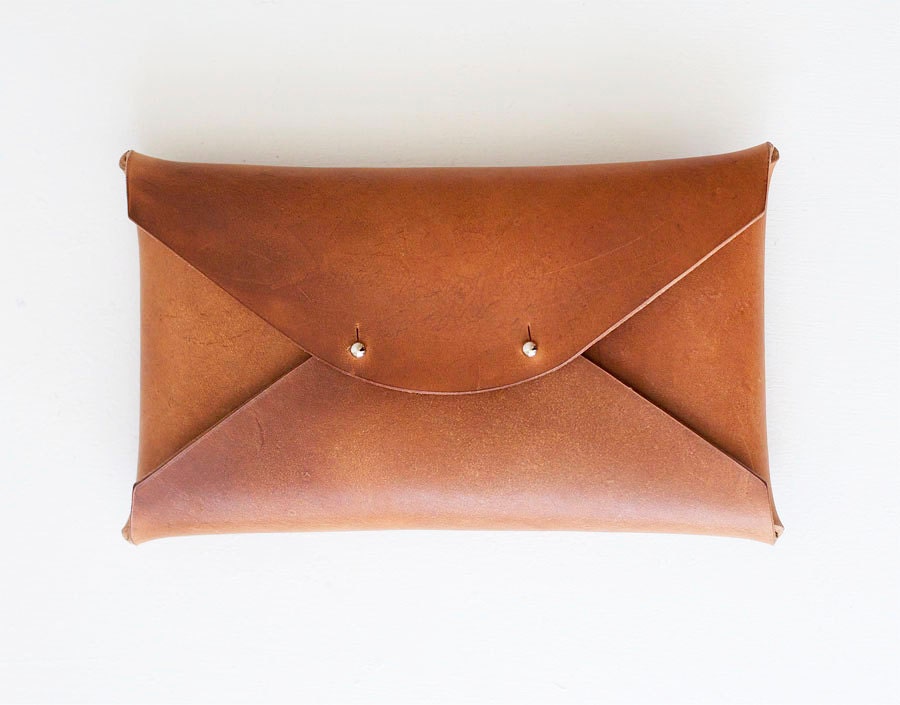 Medium Waxed Leather Clutch