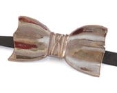 Mens Bow Tie Accessories - Fathers Day Handmade Ceramic Bow Tie Statement Metallic Gold