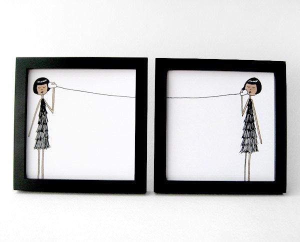 BFF best friend friendship art print set // 4 x 4