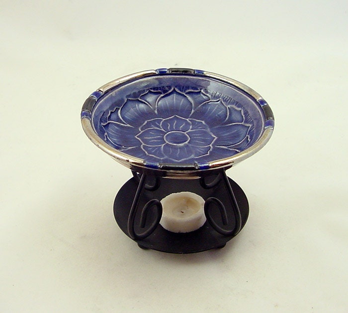 ESSENTIAL OIL Lotus INDIGO Diffuser Handmade Ceramic Pottery