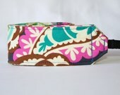 Monogramming available Camera Strap for DSL Camera  Navy, Fushia, Turquoise, and Lime Paisley Print
