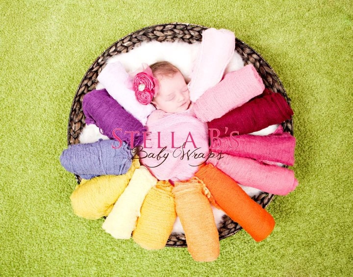 Stella Bs Baby Wraps, Set of 5 Hand Dyed Basic Cheesecloth Wraps, Newborn and Maternity Photo Prop