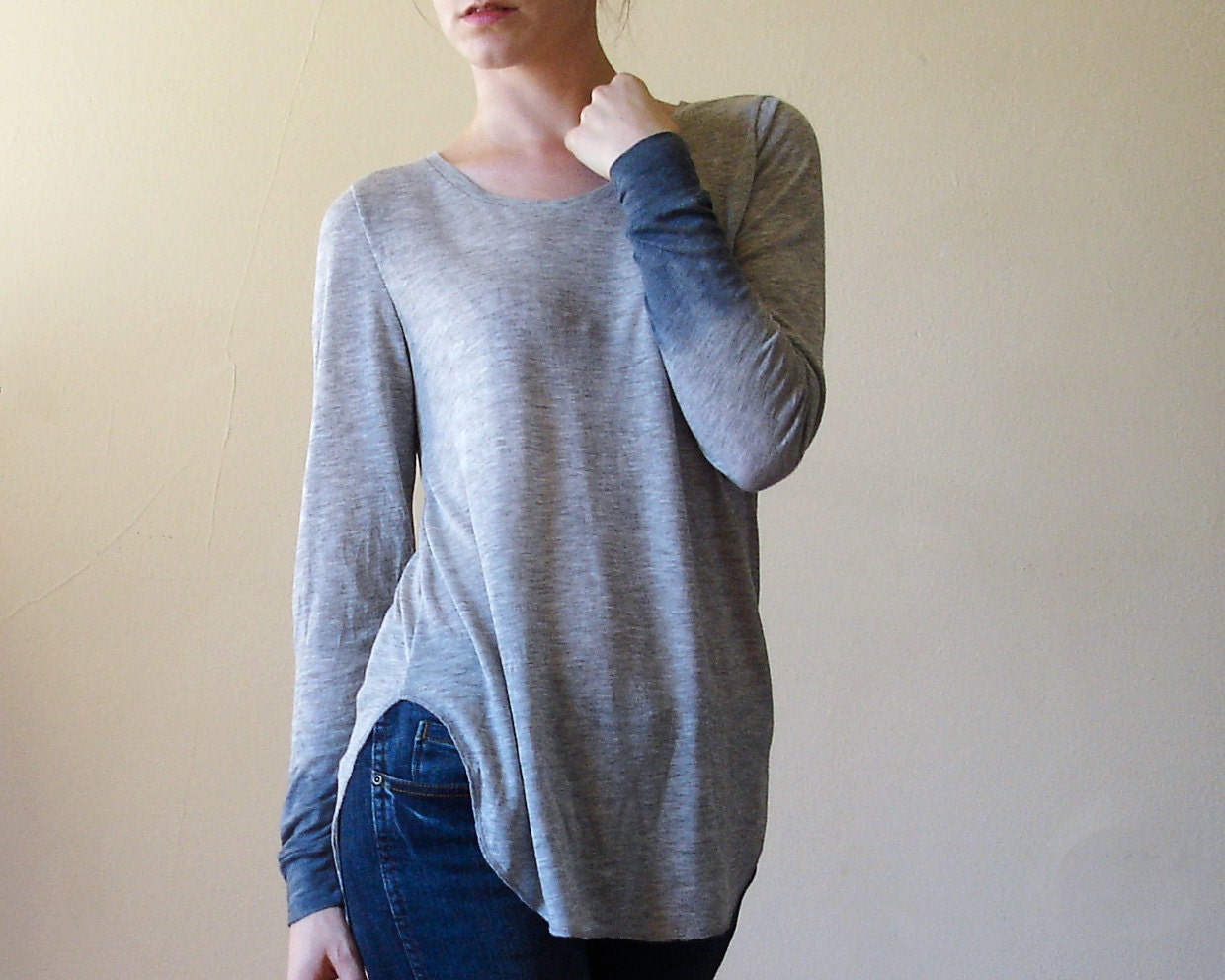 Wool T Shirt  Long Sleeve Hand Dyed Medium