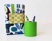 Crayon Wallet - 2D Zoo in Blue Edition - A Montessori and Waldorf Inspired Travel Toy for Self Guided Art