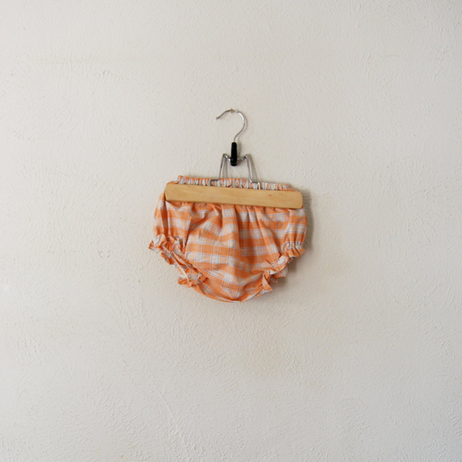 vintage baby girl coral plaid bloomers