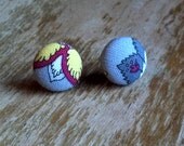 Fabric button earrings Pretty paisley