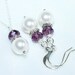 Swarovski White Pearl and Amethyst / Purple Crystal Necklace and Earring Set (Crystals Also Available in Other Colors)