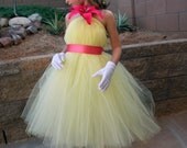 Flower Girl Tutu Dress, Tutu Dresses, Wedding, Flower Girl, Yellow Tulle, Coral, Birthday, Hot Pink Lily, Formal Dresses, Portrait Dress