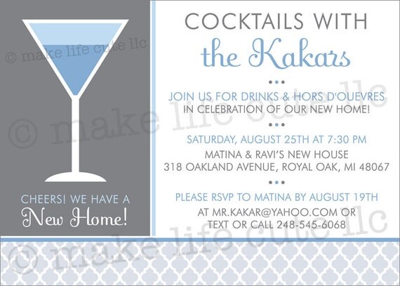 HOUSEWARMING - Printable 5"x7" Invitation - New Home, Moving, Cocktail Party - DIY Cocktail Celebration Collection - by Make Life Cute Il_570xn