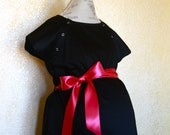 Maternity Hospital Delivery Gown in Black Sateen Fabric