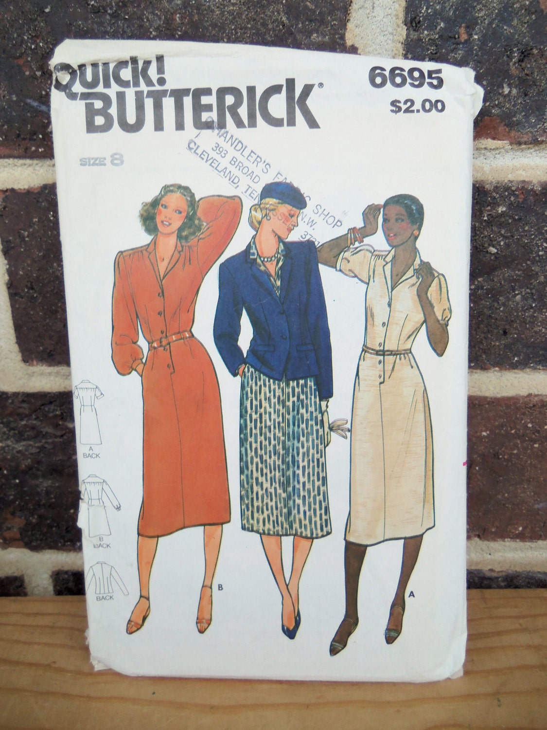 PATTERN 70s Shirt Dress & Jacket Butterick 6695 Size 8
