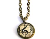 Treble Clef Music Pendant Mini Autumn Necklace Brass Back to School Pendant