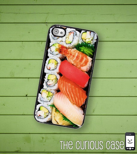 iPhone 4S Case Slim Profile  Sushi Bento Box Hard Case /Hard Case For iPhone 4 and iPhone 4S Japanese Sushi Plate  Rubber Trim