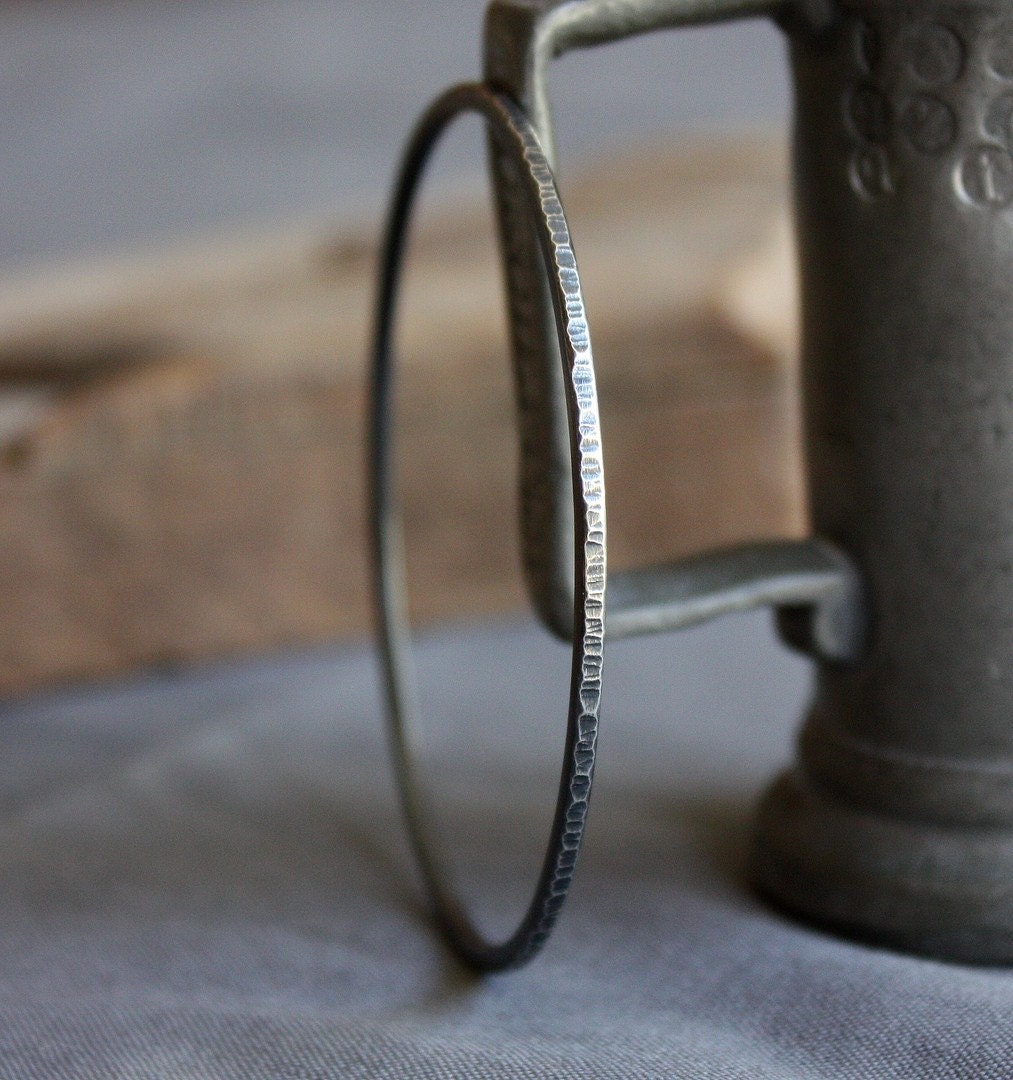 recycled oxidized sterling heavy textured bangle