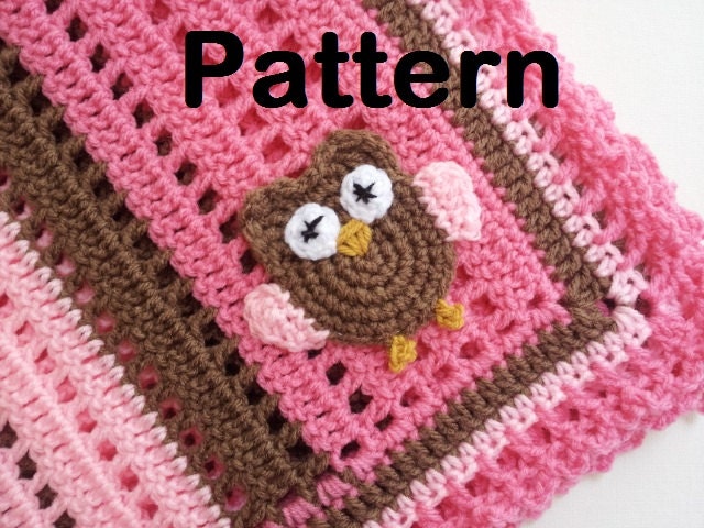 PATTERN - Crochet Baby Owl Blanket