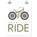 Bicycle Poster: Life is a Beautiful Ride - Bike Print, Bicycle Wall Art - Tan, Taupe, Beige, Khaki, Olive, Moss Green, Black - 11 x 14