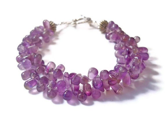 Amethyst Teardrop Beaded Bracelet, Amethyst Jewelry, Beaded Jewelry, Teardrop Bracelet, Handmade Jewelry
