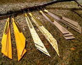 Earring Leather Fringe Mustard Yellow Sandstone Grey White Gold Foil Southwestern Inspired