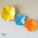 Ceramic Wall Art Bright Yellow, Orange and Turquoise Poppy Flower Trio, Children Decor, Nursery Decor, Kid Decor