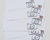Set of 24 Camera Mini Cards, Hand Drawn, Illustration, Mini Note cards, Vintage Camera, I heart photography, 2.75 x 4.25 inches