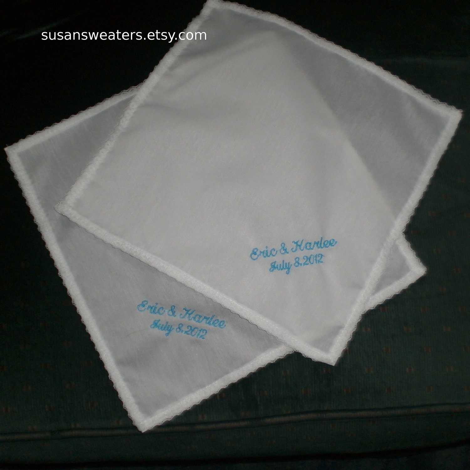 Custom Embroidered Hankies for  Weddings or other special occasions