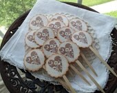 Cupcake Toppers Floral Heart Set of 12