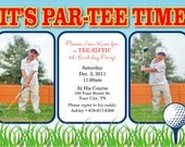 Personalized Golf Birthday Party 2 Photos Invitation Design