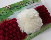 Dark pink baby headband with pompom