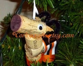 Wine Cork Texas Longhorn Ornament/ bottle tag - hook em'