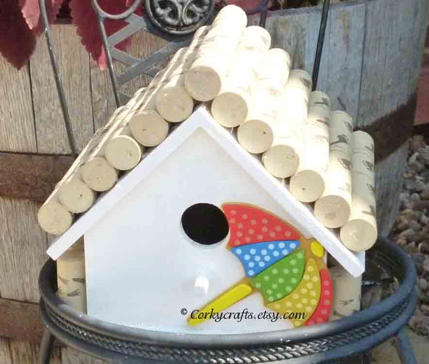 Reversed for Elise  Cyber Monday Sale wine cork bird house/beach retreat for your feathered friends for winter