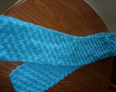 Scarf Hand Knit Wool in Turquoise Blue for Women
