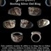 Sterling Silver Owl ring with garnet - All Sizes