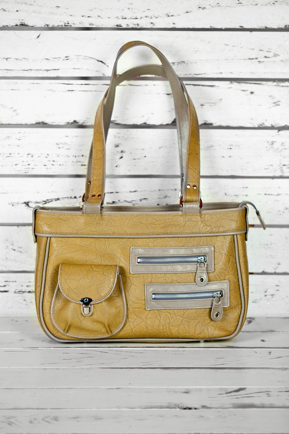 OOAK Tan and grey purse
