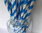 50 Vintage Style Superhero Blue and White Striped Paper Straws Printable Flag PDF Lips Mustache