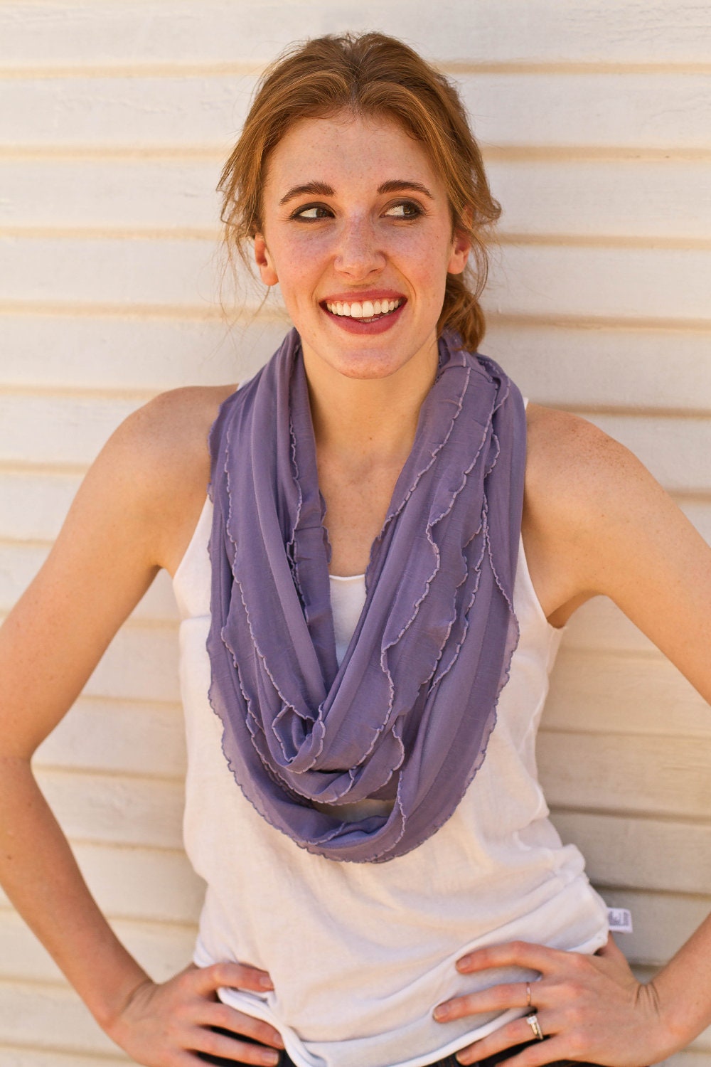 Infinity Ruffle Scarf Orchid Lavender - Infinity Scarf