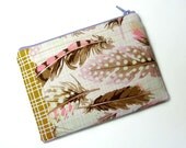 Scalloped feather pouch