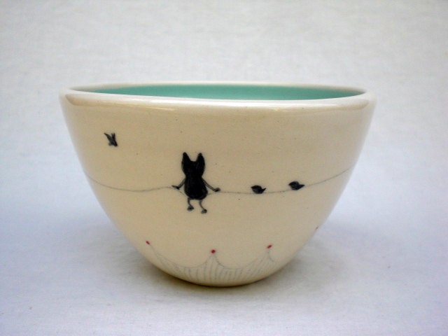 Kitty on a Power Line Bowl