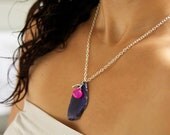 Sterling Silver Purple Agate & Pink Chalcedony 'Love' Necklace