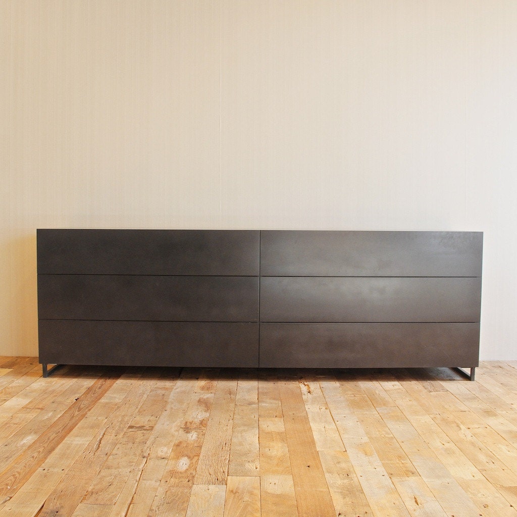 Modern All Metal Dresser - Touch Release drawers, Steel and Iron