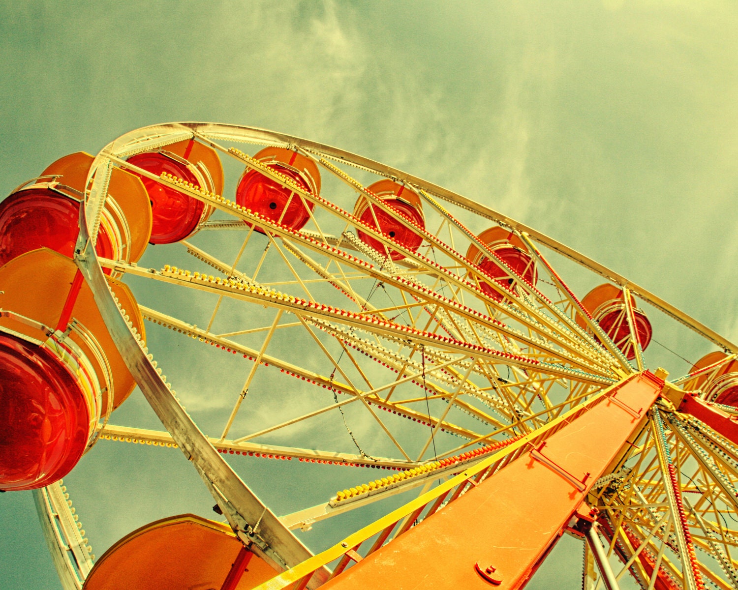 Carnival photography circus photo Ferris wheel home decor - Orange Cream 8x10